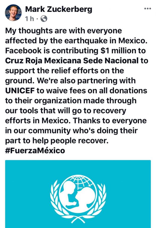 Facebook aporta 1 millón de dólares a la Cruz Roja Mexicana