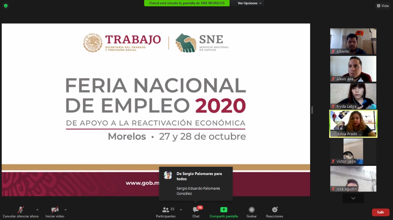 Inicia SNE Morelos Feria de Empleo Virtual en apoyo a la reactivación económica