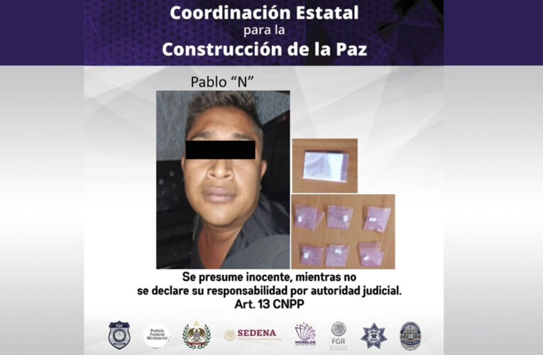 Detiene Mando Coordinado Policía Morelos a un hombre por delitos contra la salud