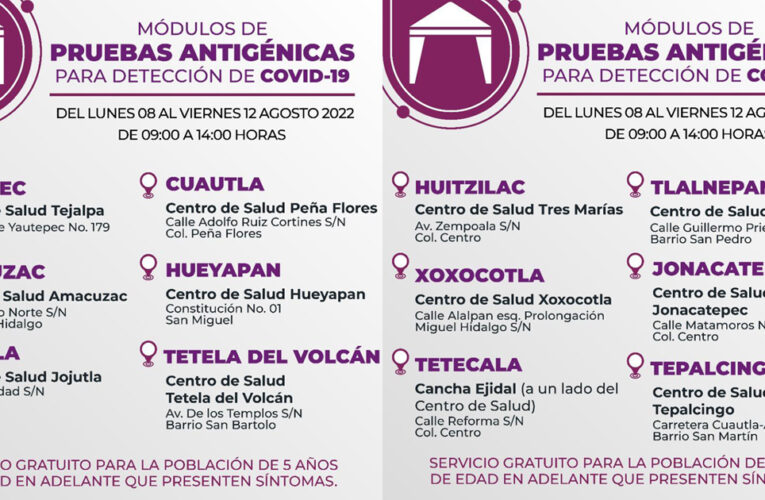 Mantiene Gobierno de Morelos pruebas antigénicas para detección de COVID-19 en centros de salud